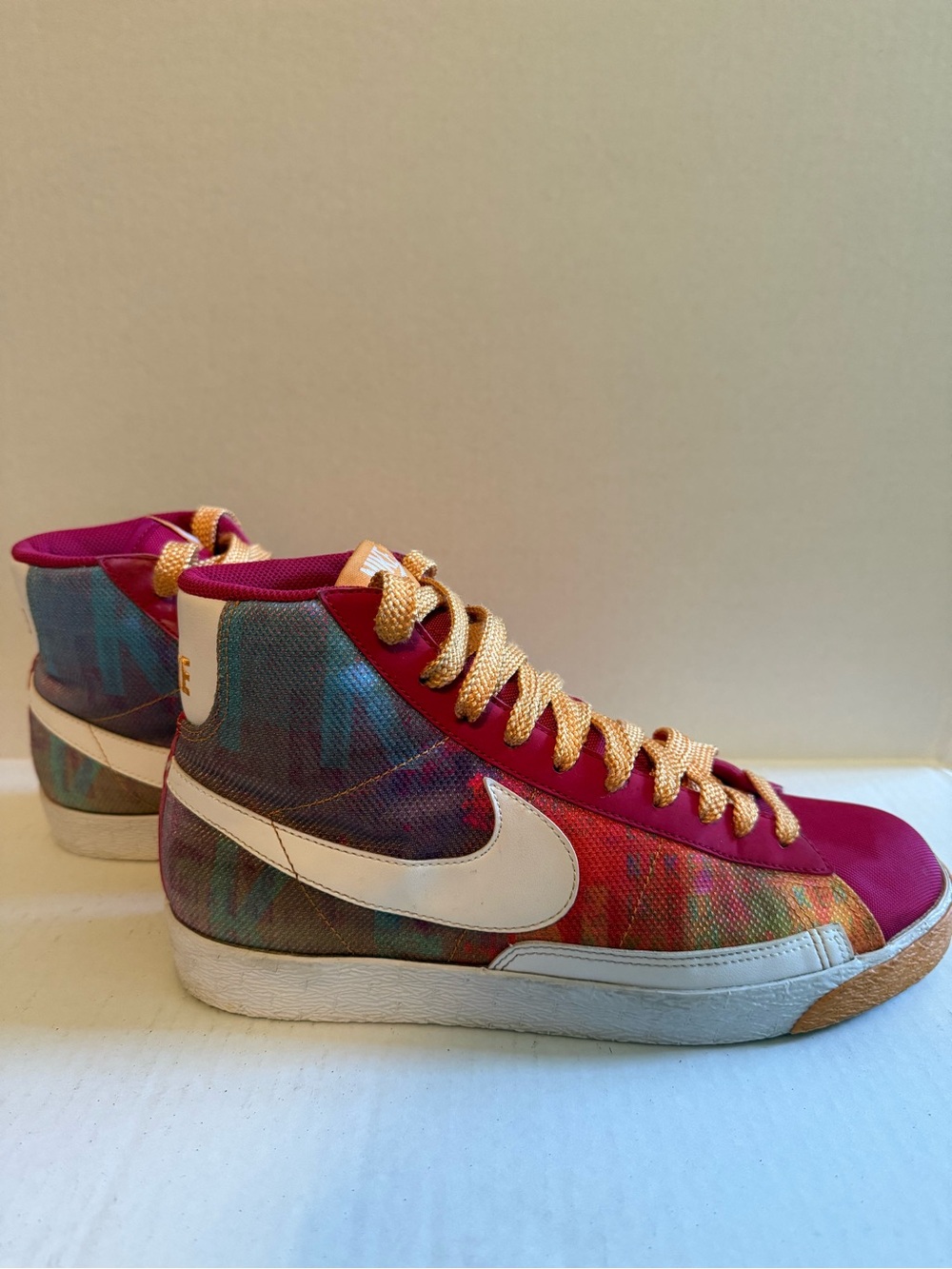 Nike Multicolor High-Top Sneakers with White Swoosh and Orange Accents - Picture 9 of 14